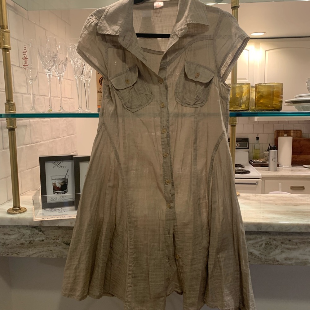 Brown Linen Shirtdress